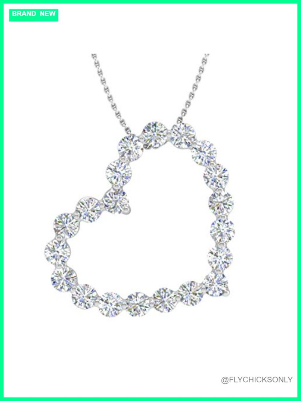 14K White Gold Diamond Heart Pendant Necklace 0.50 Carat Natural Round Diamonds